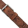 Eddie Bauer Mens Casual Leather Belt with Metal BuckleTan Debossed Logo