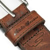 Eddie Bauer Mens Casual Leather Belt with Metal BuckleTan Debossed Logo