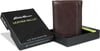 Eddie Bauer Mens Signature Logo Leather Trifold Wallet with 6 Card Slots and RFID ProtectionBrown