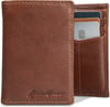 Eddie Bauer Mens Signature Logo Leather Trifold Wallet with 6 Card Slots and RFID ProtectionTan