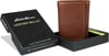 Eddie Bauer Mens Signature Logo Leather Trifold Wallet with 6 Card Slots and RFID ProtectionTan