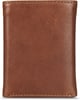 Eddie Bauer Mens Signature Logo Leather Trifold Wallet with 6 Card Slots and RFID ProtectionTan