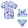 Eddie Bauer Girls Rash Guard Set  3 Piece Swimsuit Set  UPF 50 Quick Dry Rash Guard Tankini Top and Bottom SXLParadise Blue