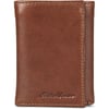 Eddie Bauer Mens Signature Logo Leather Trifold Wallet with 6 Card Slots and RFID ProtectionTan