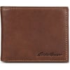 Eddie Bauer Mens Signature Logo Leather Flip Id Bifold Wallet with 6 Card Slots and RFID ProtectionTan