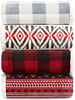 Eddie Bauer  Throw Blanket Reversible Sherpa Fleece Bedding Home Decor for All Seasons Bunkhouse Plaid Beige ThrowFair Isle RedBlack