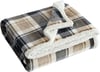 Eddie Bauer  Throw Blanket Reversible Sherpa Fleece Bedding Home Decor for All Seasons Bunkhouse Plaid Beige ThrowRugged Plaid Beige