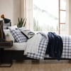 Eddie Bauer King Duvet Cover Set Cotton Bedding Set with Matching Shams Casual Home Dcor Ticking Stripe Navy KingBasic Plaid Navy