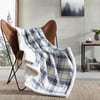 Eddie Bauer  Throw Blanket Reversible Sherpa Fleece Bedding Home Decor for All Seasons Edgewood Khaki ThrowEdgewood Plaid Blue