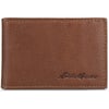 Eddie Bauer Mens Signature Logo Leather Bifold Money Clip Wallet with 3 Card Slots and RFID ProtectionTan