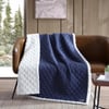 Eddie Bauer Throw Blanket Reversible Sherpa Fleece Bedding Home Decor for All Seasons Solid Navy Blue 50 x 60Solid Navy Blue