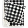 Eddie Bauer Throw Blanket with Pillow Reversible FlannelSherpa Bedding Buffalo Plaid Home Decor for All Seasons 2 Piece Set BlackWhite CheckBlackWhite Check