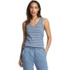 Eddie Bauer Womens Favorite VNeck Tank StripeRegular Slate Blue