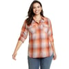 Eddie Bauer Womens Firelight Flannel ShirtPetite Burnt Orange