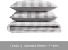 imageEddie Bauer Twin Quilt Set Cotton Reversible Bedding with Matching Sham Home Decor for All Seasons Lakehouse Plaid Light Grey Twin