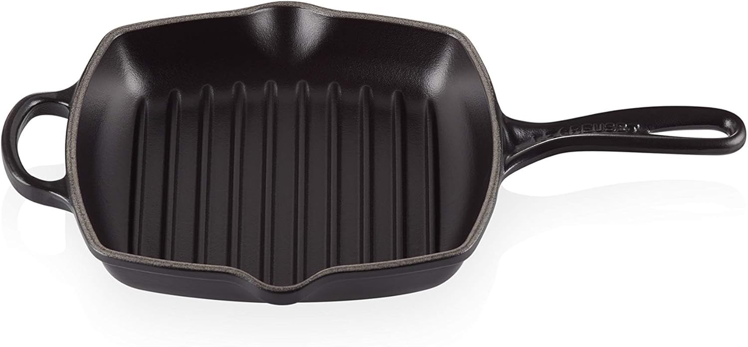 Le Creuset Enameled Cast Iron Signature Square Skillet Grill Cerise Licorice Le Creuset