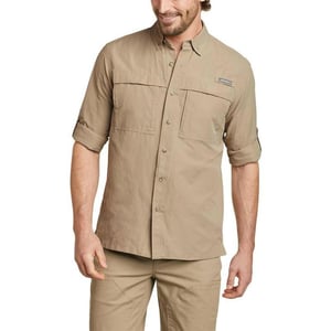 Eddie Bauer Mens Ripstop Guide LongSleeve ShirtLight Khaki