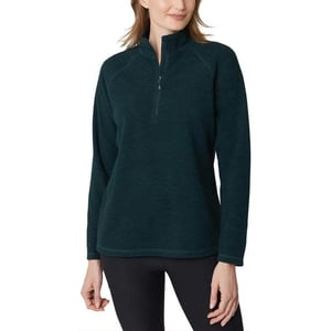 Eddie Bauer Womens Ultra Soft Fleece 14 Zip Long Sleeve Pullover TopEvergreen