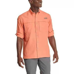 Eddie Bauer Mens Ripstop Guide LongSleeve ShirtDusty Coral