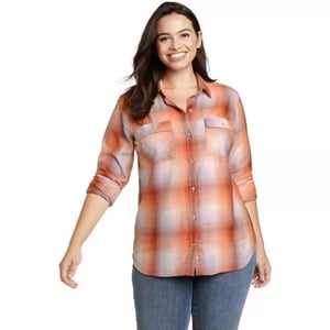 Eddie Bauer Womens Firelight Flannel ShirtBurnt Orange