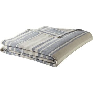 Eddie Bauer  King Blanket Lightweight Cotton Bedding Home Decor for All Seasons Herringbone Green KingBlue Stripe