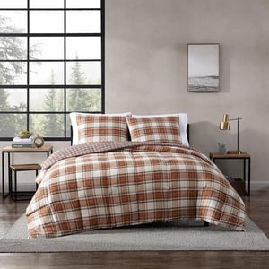 Eddie Bauer  King Duvet Cover Set Reversible Cotton Bedding with Matching Shams Stylish Home Decor for All Seasons Edgewood Red KingRed