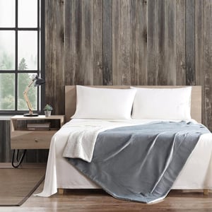 Eddie Bauer  Queen Blanket Soft Fleece Bedding with Sherpa Reverse Plush Home Decor Chrome Grey QueenChrome Grey