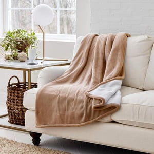 Eddie Bauer  Smart Heated Electric Throw Blanket  Reversible Sherpa  Hands Free Control  WiFi Only 24GHz  Compatible with Alexa Google iOS Android  KhakiKhaki