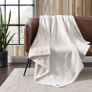 Eddie Bauer  Throw Blanket Reversible Sherpa Bedding Medium Weight amp Warm Home Decor Beige Throw50 x 60 Beige