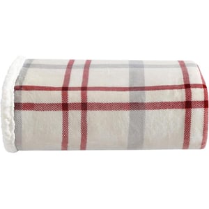 Eddie Bauer  Throw Blanket Super Soft Reversible Sherpa Fleece Bedding Ideal Christmas ampamp White Elephant Gifts Cozy Plaid Home Decor Fair Isle Peak ThrowNew Castle RedGreyIvory