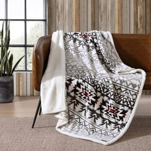 Eddie Bauer  Throw Blanket Super Soft Reversible Sherpa Fleece Bedding Ideal Christmas ampamp White Elephant Gifts Cozy Plaid Home Decor Fair Isle Peak ThrowClyde Hill Stripe