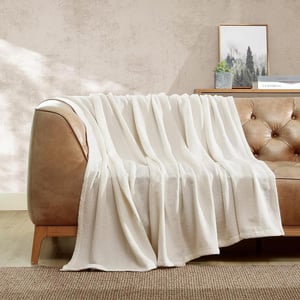 Eddie Bauer  Twin Blanket Lightweight Cotton Bedding Home Decor for All Seasons Herringbone OffWhite TwinKing Bone