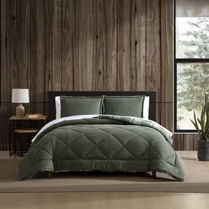 Eddie Bauer  Twin Comforter Set Reversible Microsuede Bedding with Matching Sham Super Soft Plaid Home Decor OekoTex Certified Big Lake Plaid Green TwinBig Lake Plaid Green