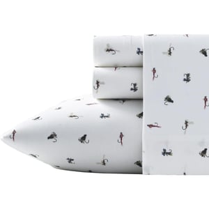 Eddie Bauer  Twin Sheets Cotton Percale Bedding Set Crisp amp Cool Home Decor Eddies Oar 3 pieces Twin White and BlueFull Fishing Flies WhiteMulti