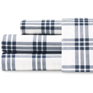 Eddie Bauer  Twin Sheets Cotton Percale Bedding Set Crisp amp Cool Home Decor Eddies Oar 3 pieces Twin White and BlueTwin XL Plaid NavyWhite