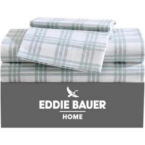 Eddie Bauer  Twin Sheets Cotton Percale Bedding Set Crisp amp Cool Home Decor Light Green Plaid TwinFull Basic Plaid Light Green