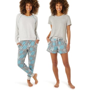 Eddie Bauer 4pc Womens Pajama Sets  Long Sleeve amp Jogger Pajama Set for Women  Womens Pajama Sets Shorts amp Crewneck TopAsst1tee