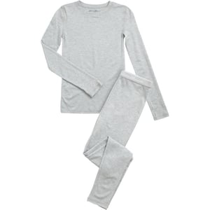 Eddie Bauer Boys and Girls Thermal Underwear Set  2 Piece Performance Base Layer Long Sleeve TShirt Top and Bottom 516Heather Grey