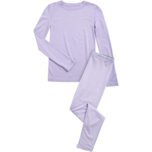 Eddie Bauer Boys and Girls Thermal Underwear Set  2 Piece Performance Base Layer Long Sleeve TShirt Top and Bottom 516Lavander