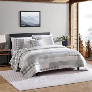 Eddie Bauer Daybed Set 4 Piece Cotton Bedding Set All Season Lodge Home Dcor Fairview Grey DaybedBonus Quilt Set King Fairview GreyWhite