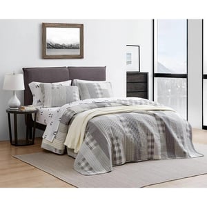 Eddie Bauer Daybed Set 4 Piece Cotton Bedding Set All Season Lodge Home Dcor Fairview Grey DaybedQuilt Set Queen Fairview GreyWhite