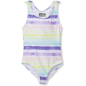 Eddie Bauer Girls OnePiece Swimsuit  UPF 50 Quick Dry OnePiece Bathing Suit for Girls SXLStriped Rainbow