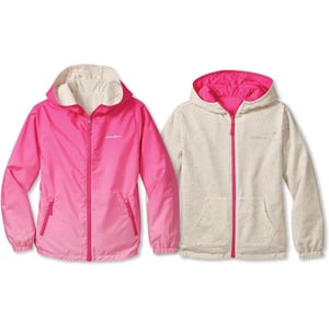 Eddie Bauer Kids Reversible Jacket  Full Zip Hooded Windbreaker Water Repellent Jacket for Boys and Girls XSXLPink