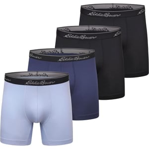 Eddie Bauer Mens 5 No Fly Performance Boxer Brief Underwear 3 Pack or 4 PackBrushed BlackSteelPigment