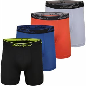 Eddie Bauer Mens 5 No Fly Performance Boxer Brief Underwear 3 Pack or 4 PackBrushed BlackTrue BlueOchreBlue Smoke