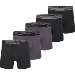 Eddie Bauer Mens 5 No Fly Pouch Premium Value Cotton Boxer Briefs Underwear 5 PackBlackDark Smoke