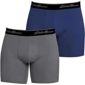 Eddie Bauer Mens 6 Cotton Boxer Briefs 2PackCotton  CharcoalNavy