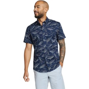 Eddie Bauer Mens Baja ShortSleeve Shirt  PrintRegular Marina