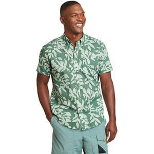 Eddie Bauer Mens Baja ShortSleeve Shirt  PrintRegular Seafoam