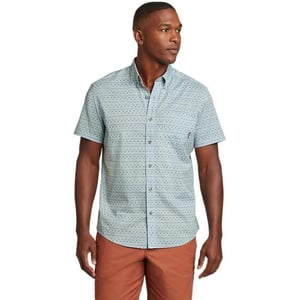 Eddie Bauer Mens Baja ShortSleeve Shirt  PrintTall Slate Blue